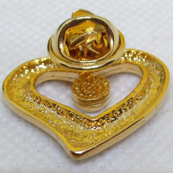 Vintage Rhinestone Heart Brooch Heart Brooch Gold Tone Open Heart Brooch On Card - Picture 8 of 9